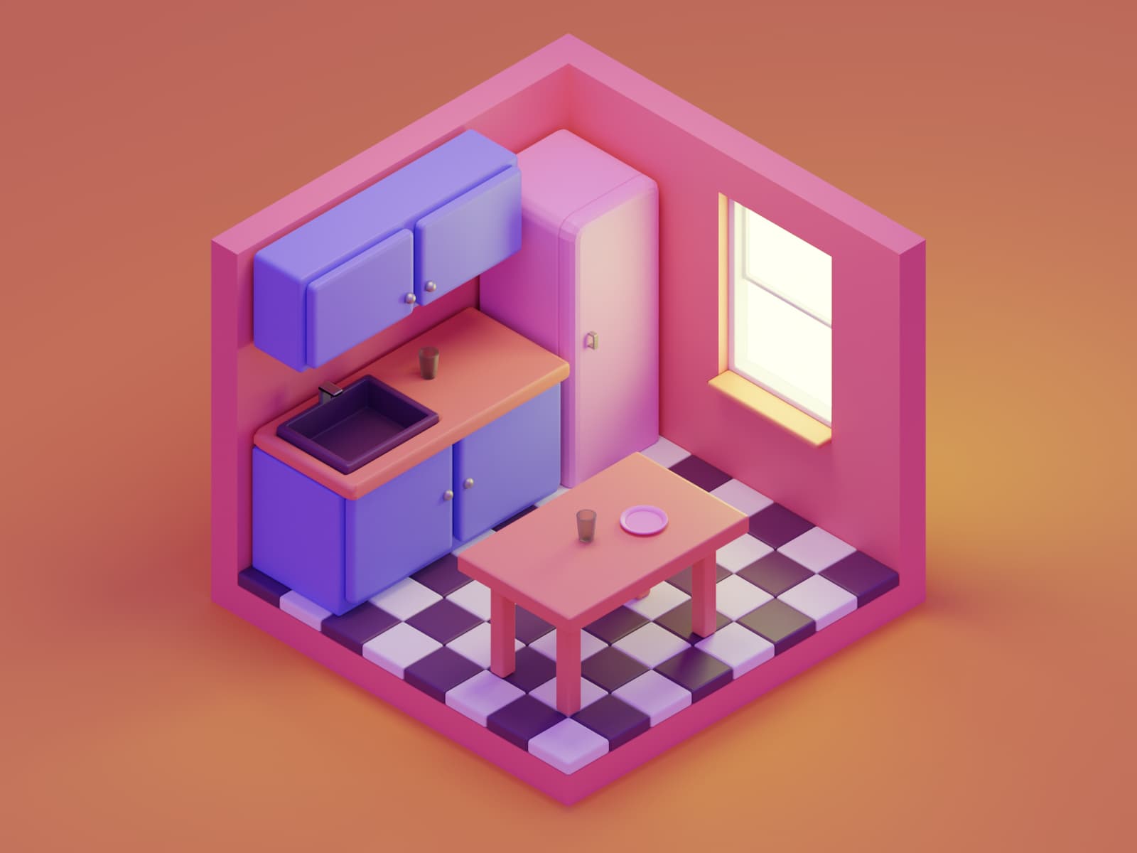 Blender kitchen render